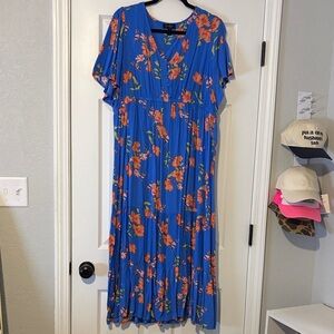 Jessica Simpson Royal Blue Maxi Dress with Orange Floral Print